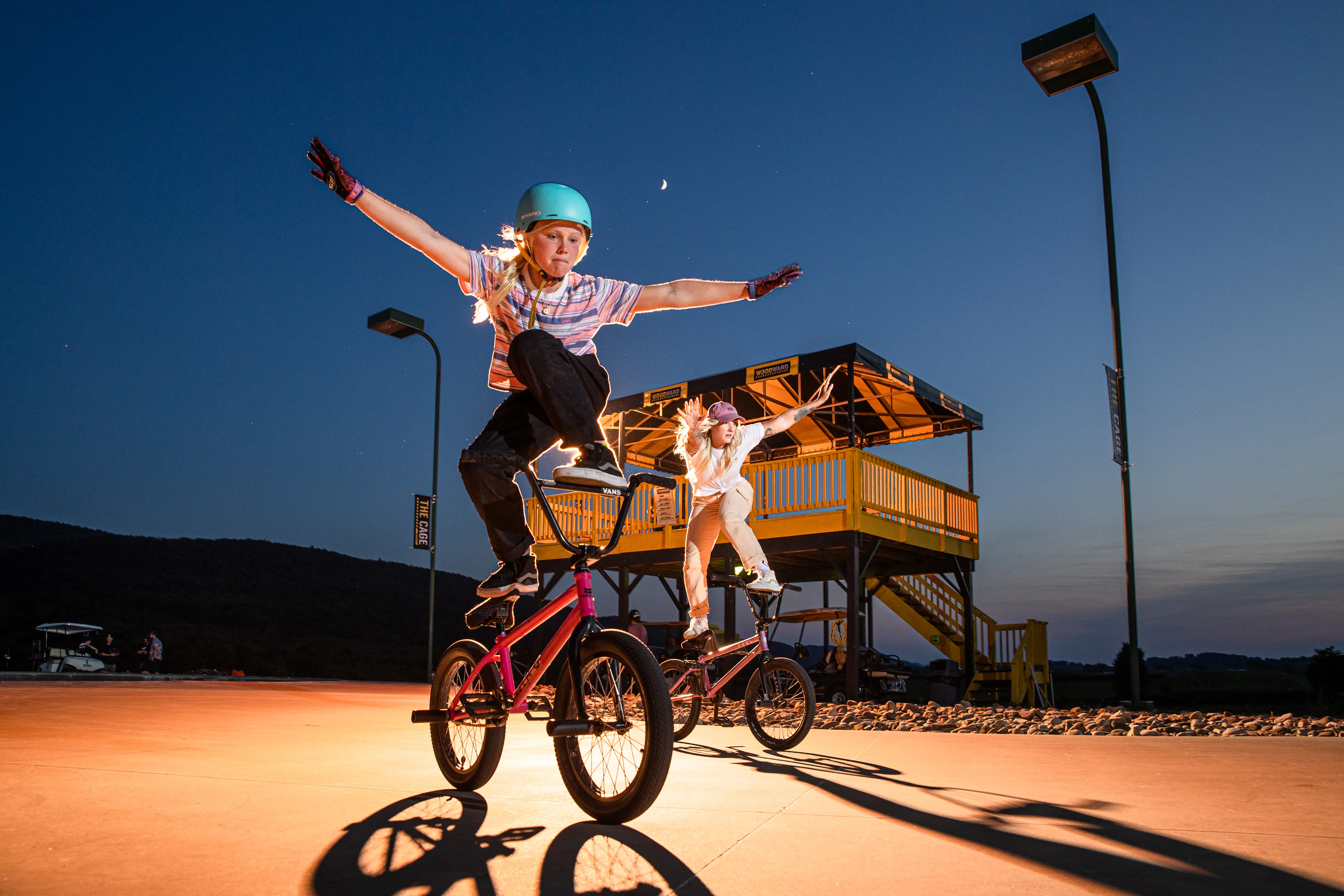 CWBMX Season 1 cast members balancing on their handlebars at Woodward PA